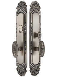 Antoinette Premium Mortise Entry Set with Louis XVI Oval Knobs Left Handed in Venetian Nickel.